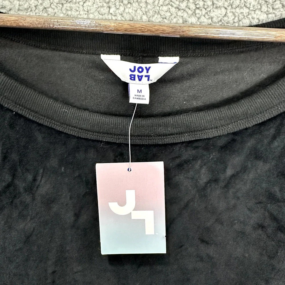 Joy Lab Velvet Sweatshirt Womens Medium Black Relaxed Fit Lounge Comfy Cozy NWT - Picture 2 of 7